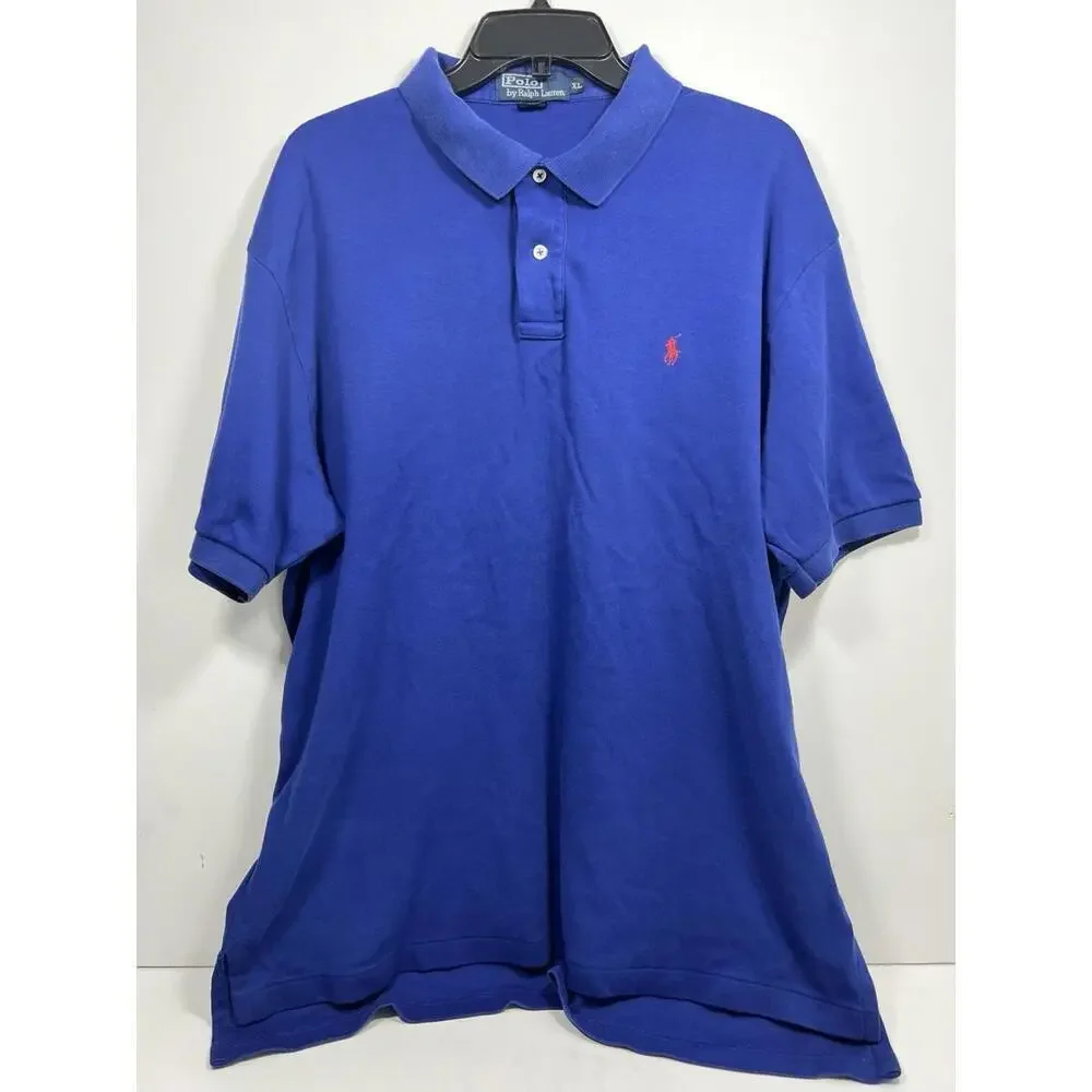 Lot Of 2 Polo Ralph Lauren Short Sleeve Polo Shirts XL Solid & Stripe Pony